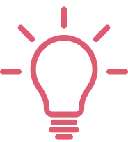 Pink lit-up lightbulb icon