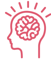 Pink head with gut icon inside